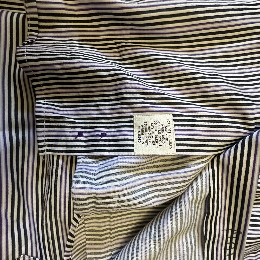Peter Millar Dress Shirt Mens XL Black Purple‎ White Striped 100% Cotton - Picture 5 of 5